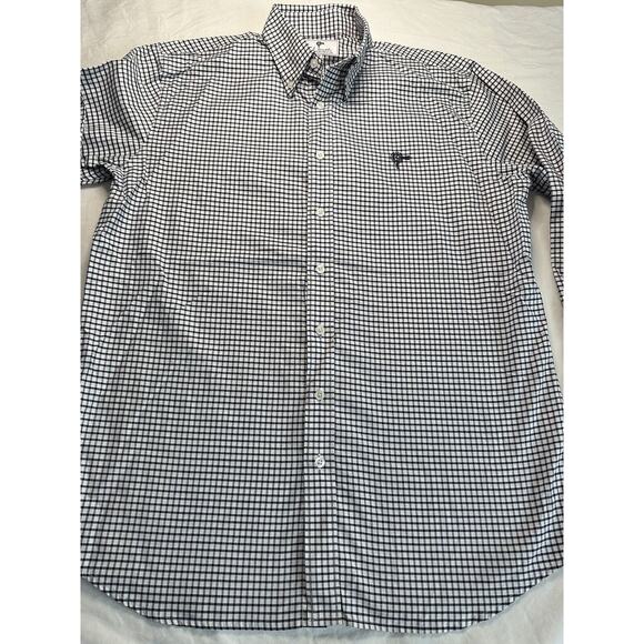 Old South Men's Medium Button Up white/black check Embroidered Logo CLEAN - Picture 2 of 12